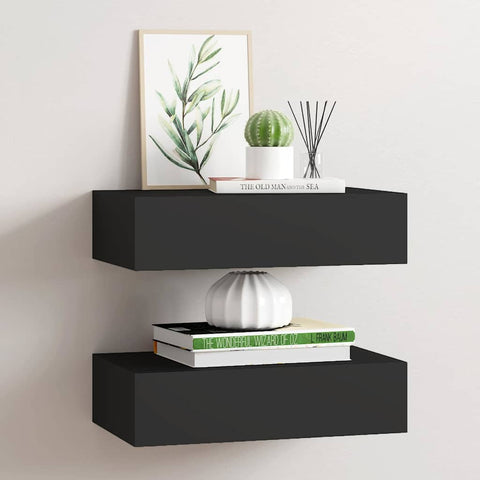 Wall-mounted Drawer Shelves 2 pcs Black 40x23.5x10cm MDF 330244