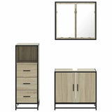 ZNTS 3 Piece Bathroom Furniture Set Sonoma Oak Engineered Wood 3301006