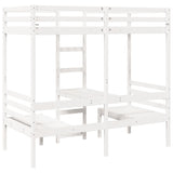 ZNTS Loft Bed Frame with Desk and Chairs White 90x200cm Solid Wood Pine 3308554