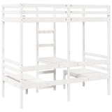 Loft Bed Frame with Desk and Chairs White 90x190cm Solid Wood Pine 3308560