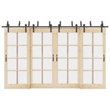 Sliding Door Hardware Kit 366 cm Steel Black 3295741