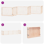 Dog Gate with Door Foldable 6 Panels 480 cm Poplar Wood 3155553