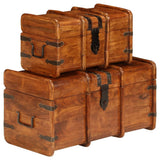 Treasure Chest Set 2 Pieces Solid Acacia Wood Honey Finish 245656