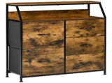 Bedroom Chest of Drawers, Industrial 5 Fabric Drawer Dresser with Open Shelf for Living Room, Rustic T3398P342302