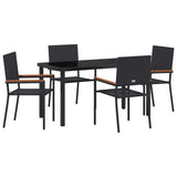 Garden Dining Set with Cushion 5 pcs Black Poly Rattan 3379704