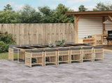 13 Piece Garden Dining Set with Cushions Mix Beige Poly Rattan 3211668