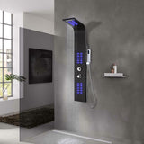 Shower Panel Unit Aluminium 20x44x130 cm Black 142996