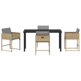 Garden Dining Set with Cushion 5 pcs Beige Poly Rattan 3380029