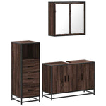 3 Piece Bathroom Furniture Set Brown Oak Engineered Wood 3301014