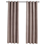 Blackout Curtains with Metal Rings 2 pcs Taupe 140x225 cm 134477