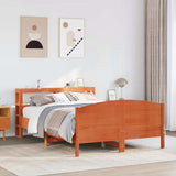 Bed Frame without Mattress Wax Brown 135x190 cm Double Solid Wood Pine 3306236