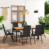 7 Piece Garden Dining Set Black and Brown 3060055