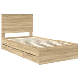 Bed Frame with Drawer Sonoma Oak 100 x 200 cm Engineer Wood 3411147