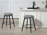 Set of Two Faux Leather Bar Stools - Grey/Black T3398P377909