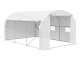 296 x 196cm Steel Frame Polytunnel Greenhouse - White T3398P323768