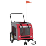 Pet Bike Trailer Red and Grey Oxford Fabric and Iron 93859