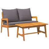 Bistro Set with Cushion 2 pcs Oil Natural Solid Acacia Wood 4106462