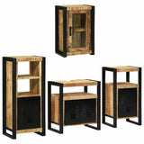 Bathroom Furniture Set with Shelf 4 pcs Brown Solid Mango Wood 3305698