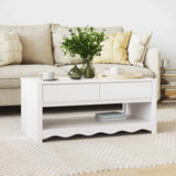 Coffee Table Drammen White 99 x 55 x 45 cm Solid Pine Wood 42003045