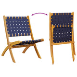 Folding Garden Chairs 2 pcs Dark Blue Solid Wood Acacia and Fabric 366512