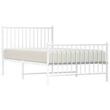 Metal Bed Frame without Mattress with Footboard White 100x190cm 350943