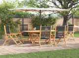 Garden Dining Set Folding 7 pcs Black Solid Acacia Wood 3375737