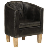 Tub Chair Grey Real Leather 359641