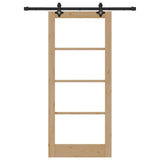 Sliding Door Natural 86 x 198.5 cm Solid Pine Wood and Glass 3332283
