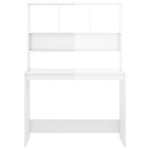 ZNTS Desk with Shelves High Gloss White 102x45x148 cm Engineered Wood 823002