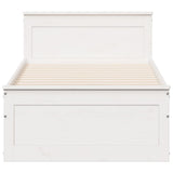 Bed Frame without Mattress with Headboard White 75x190 cm Small Single Solid Wood Pine 3308790