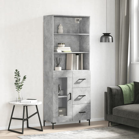Highboard Concrete Grey 69.5x34x180 cm Engineered Wood 3189513