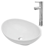Bathroom Basin with Mixer Tap Ceramic Oval White 275497