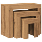 ZNTS Nesting Coffee Tables 3 pcs Artisian Oak Engineered Wood 856673