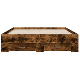 Bed Frame Smoked Oak Engineered Wood Double Bed Bed Frame 3280395