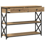 ZNTS Console Table Artisan Oak 100x28x75 cm Engineered Wood & Steel 863528