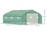 Walk-in Polytunnel Garden Greenhouse, Outdoor Mesh Door Greenhouse with PE Cover and 6 Windows, 3.5 T3398P318714