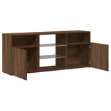TV Cabinet with LED Lights Brown Oak 120x30x50 cm 815716