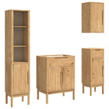 Bathroom Furniture Set FLORO 4 pcs Wax Brown Solid Pine Wood 3385885