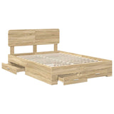 Bed Frame with Drawer Sonoma Oak 140 x 200 cm Engineered Wood 3412366