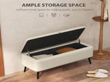 Linen-Look 92 x 31cm Storage Ottoman - Cream White T3398P330431