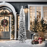 Fake Xmas Tree Green with White Snow Flocking PVC, Steel Slim 320955