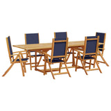 ZNTS 7 Piece Garden Dining Set Solid Wood Acacia and Textilene 3279306