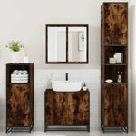 ZNTS 4 Piece Bathroom Furniture Set Smoked Oak Engineered Wood 3301187