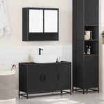 ZNTS 2 Piece Bathroom Furniture Set Black Engineered Wood 3300920