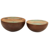 Bowl-shaped Coffee Tables 2 pcs Solid Wood Reclaimed 352050