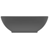 Luxury Basin Oval-shaped Matt Dark Grey 40x33 cm Ceramic 146928
