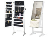 Jewelry Cabinet Standing Mirror Full Length Makeup Lockable Armoire Storage Organizer White T3398P344383