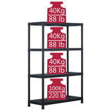 Storage Shelf Rack Black 220 kg 90x40x138 cm Plastic 45679