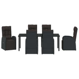 Garden Dining Set with Cushion 7 pcs Black Poly Rattan 3379532