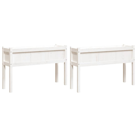 ZNTS Garden Planters 2 pcs with Legs White Solid Wood Pine 837567